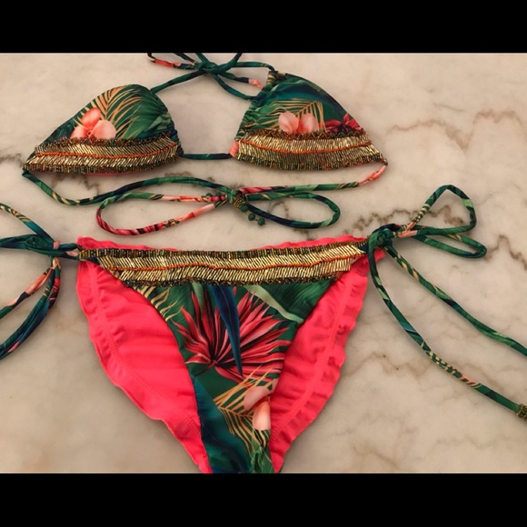 Floral Swim suit with gems - Picture 3 of 6